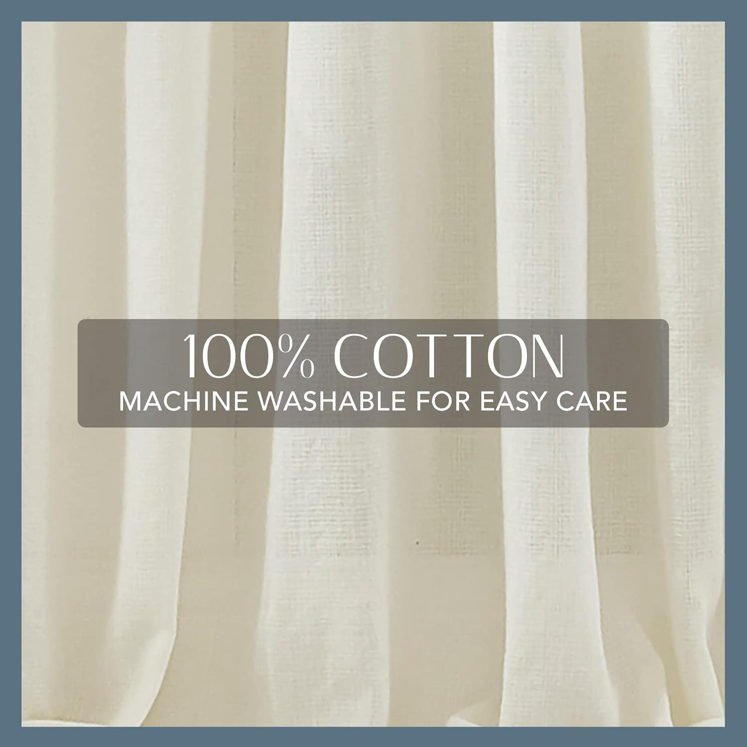 Bella Tab-Top Ruffle Cottagecore Single Sheer Window Curtain Panel - 52" x 95" - Ivory - Elrene Home Fashions