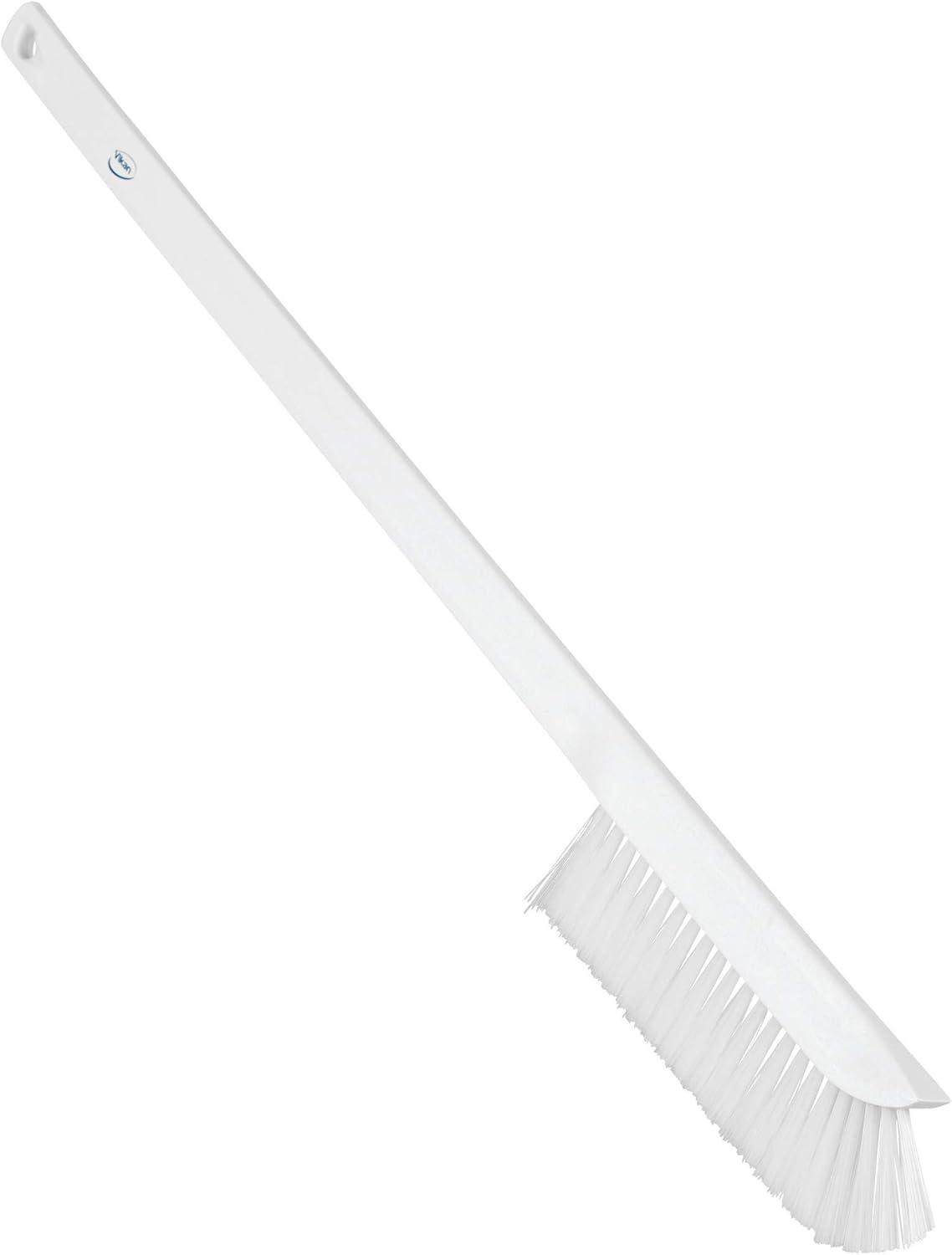 Ultra-Slim White Polypropylene Cleaning Brush with Long Handle