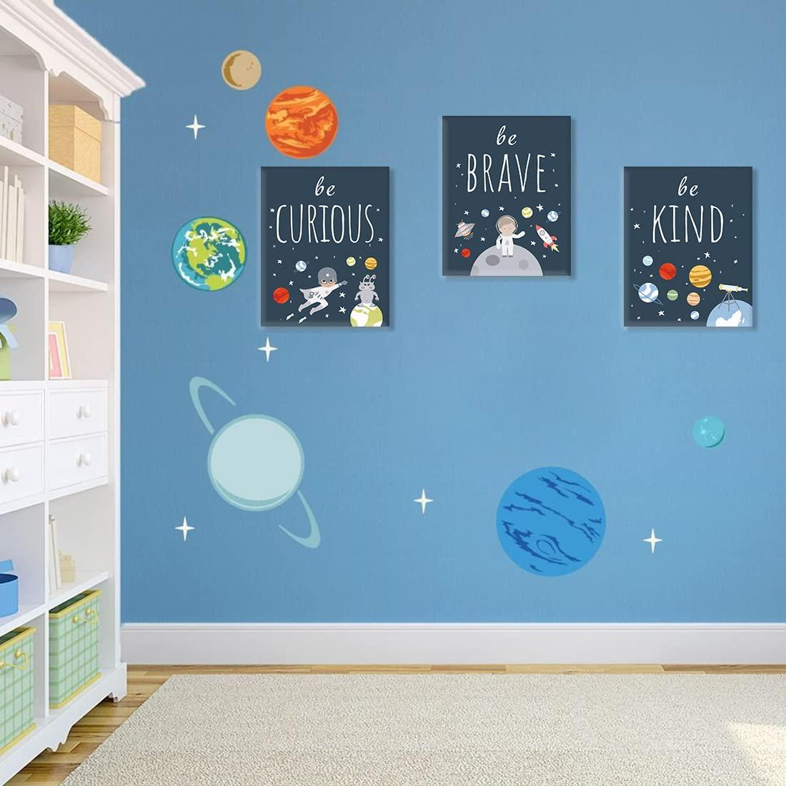 CHDITB Unframed Outer Space Room Decor, Inspirational Space Art Print, Set of 4（8" x10" ） Space Wall Art for Boy Room Decorations, Kids Picture Planets Canvas Posters for Kids Bedroom Nursery Decor