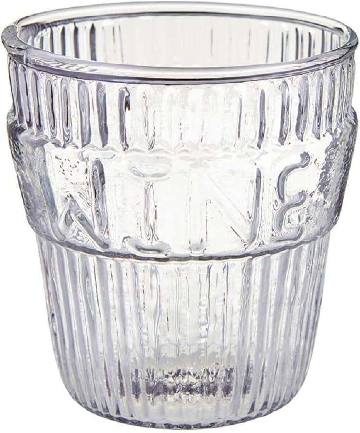 Clear Embossed Glass Wine and Vino Table Glasses, Set of 4