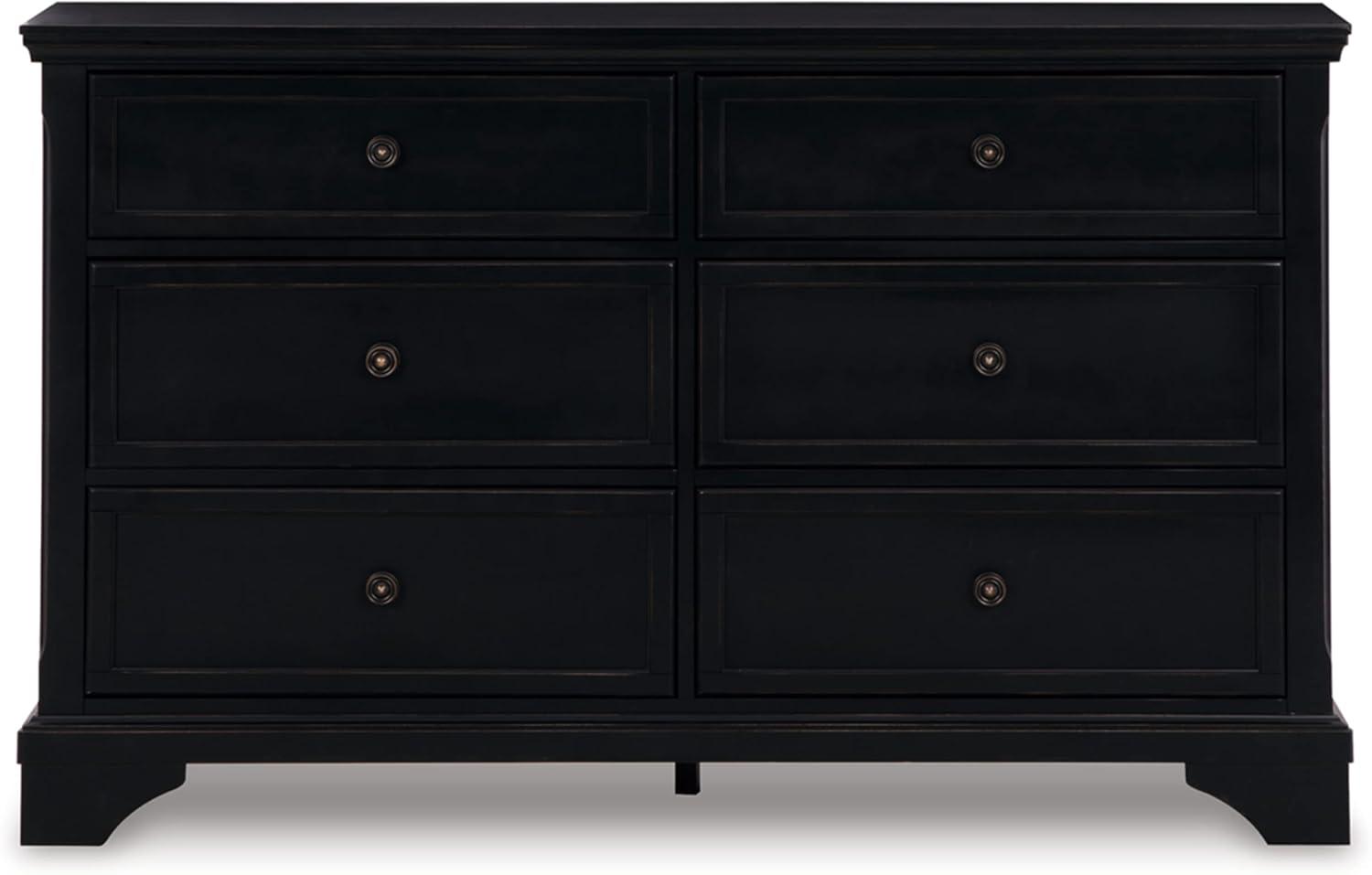 Black Traditional 6-Drawer Dresser with Dovetail Construction