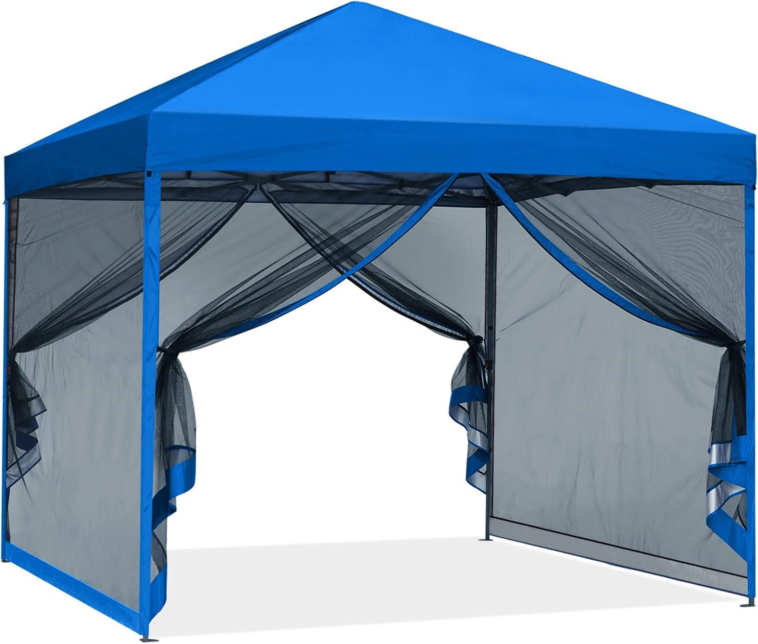 Royal Blue 10x10 Alloy Steel Pop-Up Canopy Tent with Mesh Walls