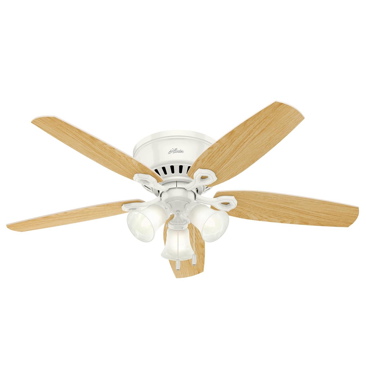 Hunter Fan Builder Low Profile 52" 5 - Blade Flush Mount Ceiling Fan with Lights and Pull Chains