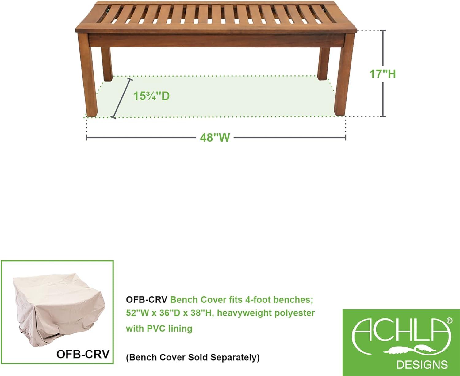 Eucalyptus Wood 48-Inch Backless Bench with Natural Oil Finish