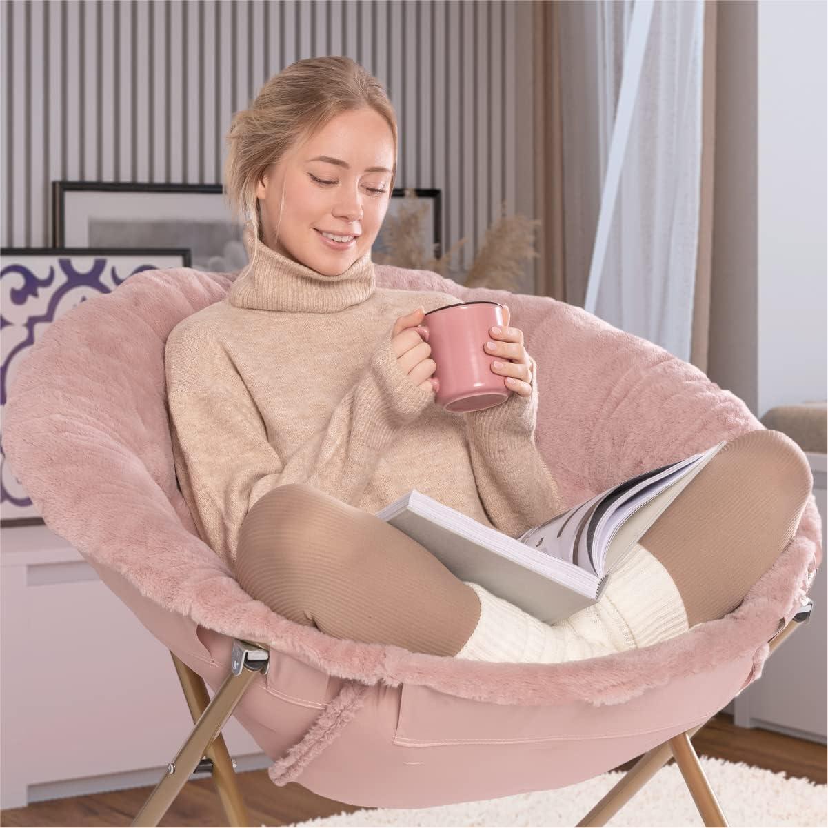 Milliard Cozy Faux Fur Saucer Chair X-Large, Pink