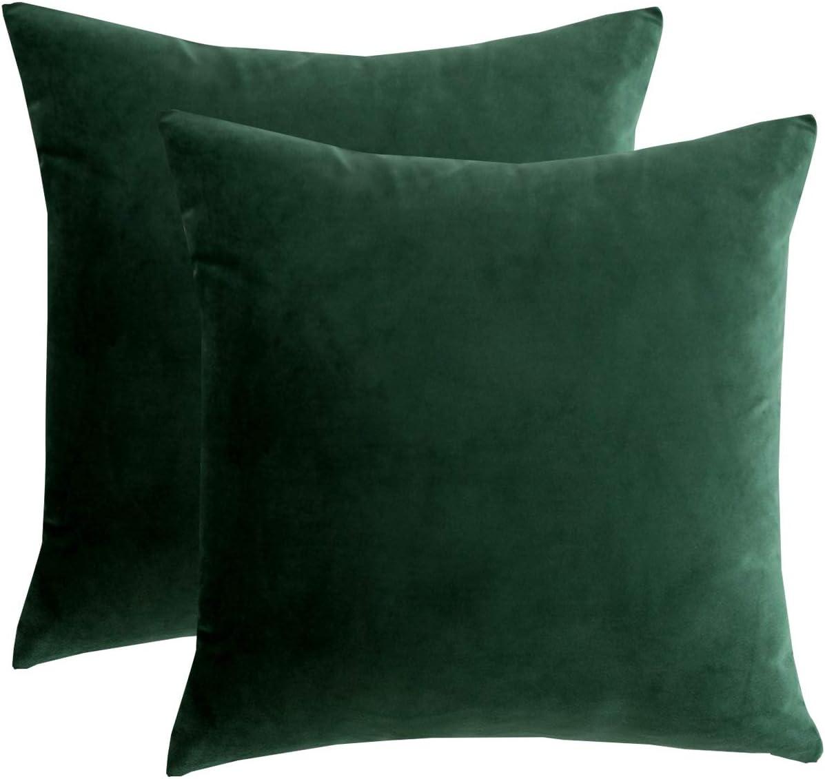 Dark Green Throw Pillow Cover 18" x 18", Set of 2