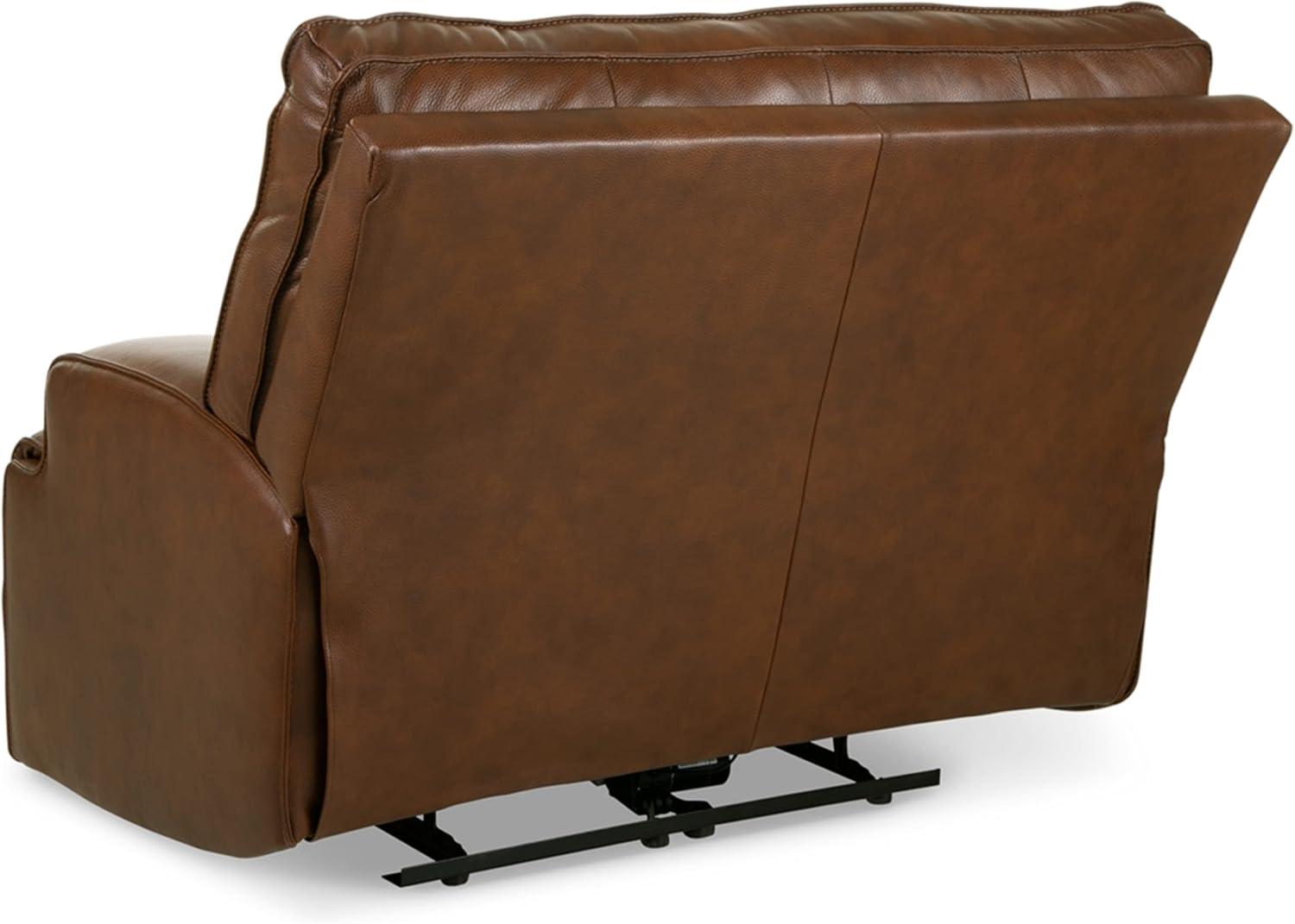 Ashley Furniture Francesca Leather Power Recliner with Headrest in Dark Brown