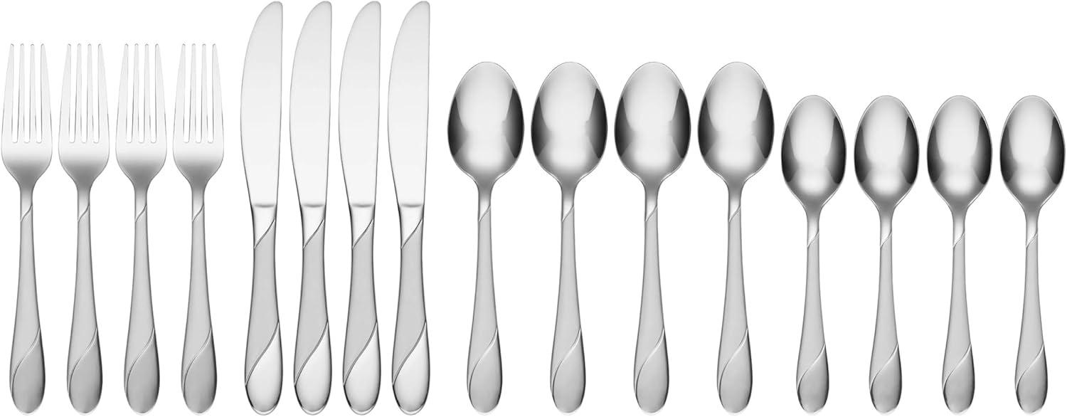 Cambridge Swirl Sand 16-Piece Stainless Steel Flatware Set with Caddy