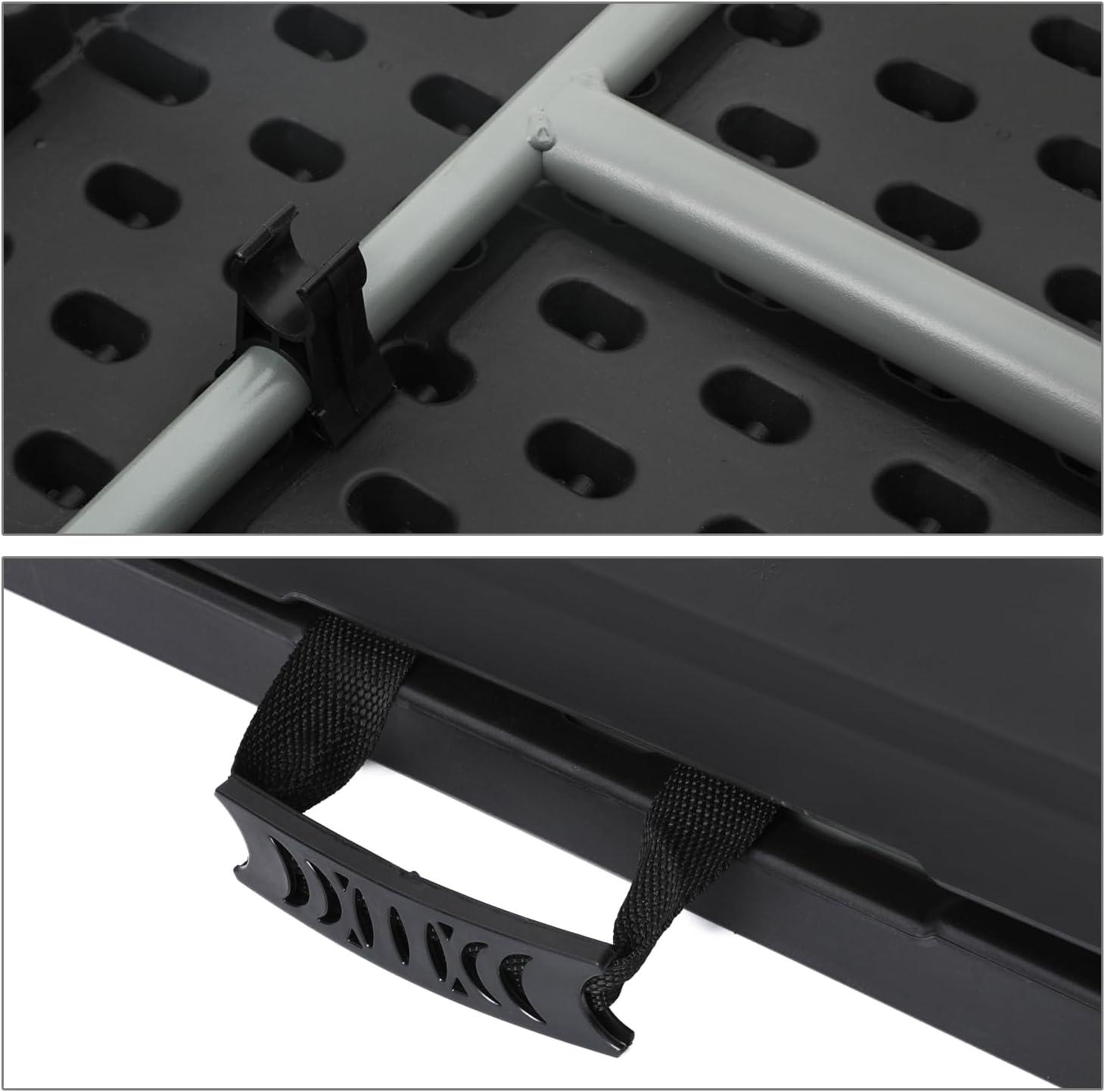 Plastic Folding Card Table, Indoor Outdoor Portable Picnic Table with Carrying Handle for Camping