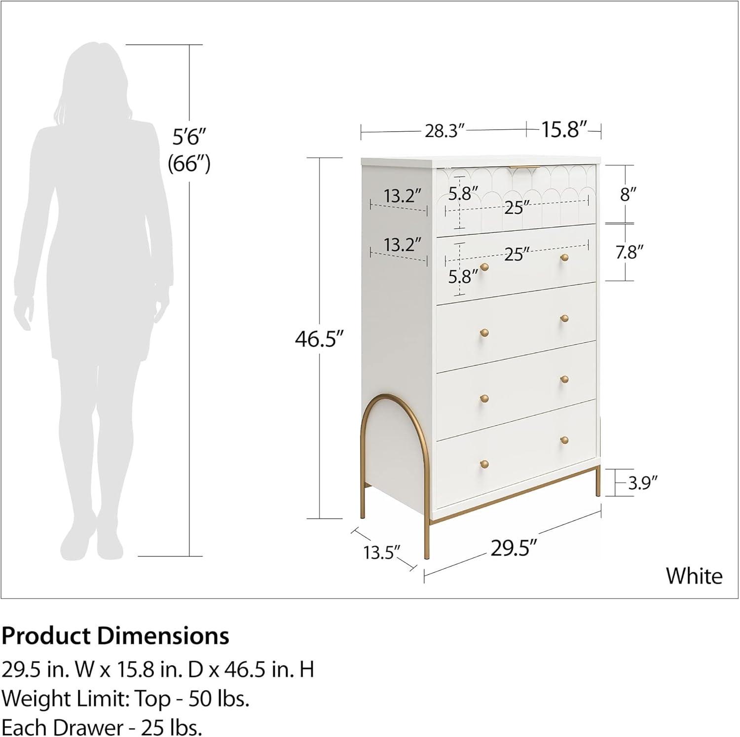 Anastasia 5 Drawer 29.46" W Chest