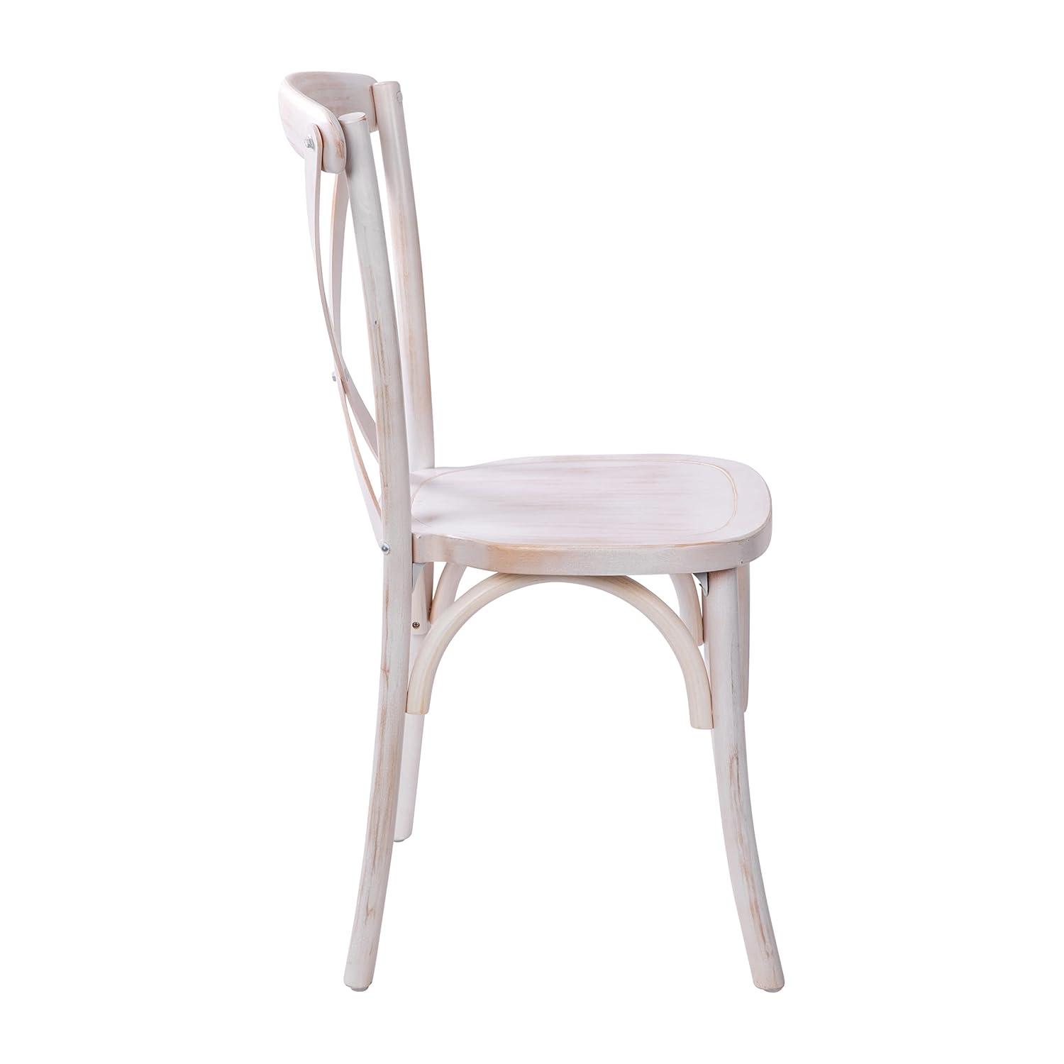 Merrick Lane X-Back Bistro Style Wooden High Back Dining Chair in Lime Wash