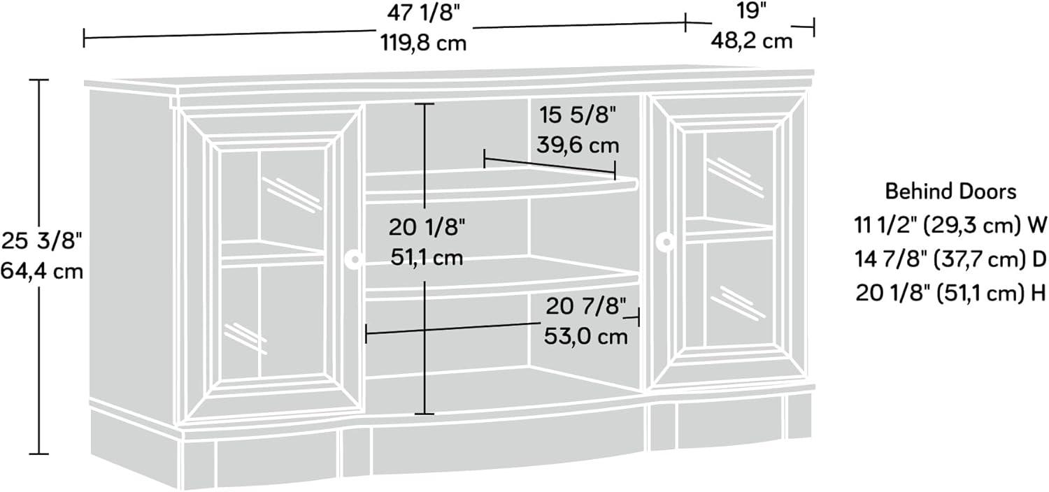 Sauder Regent Place Panel TV Stand for TVs up to 50" Estate Black: Entertainment Center with Storage, Paper Veneer Surface