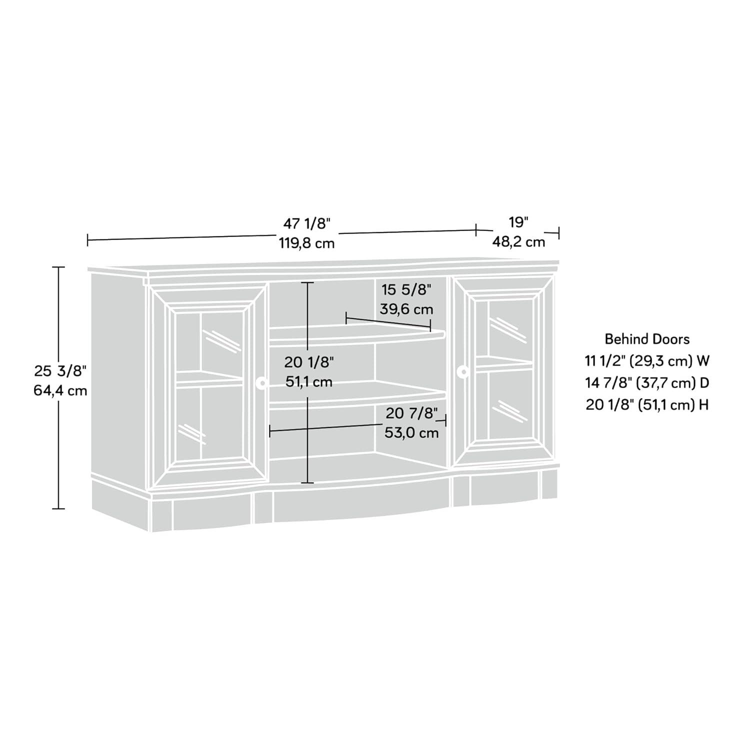 Sauder Regent Place Panel TV Stand for TVs up to 50" Estate Black: Entertainment Center with Storage, Paper Veneer Surface