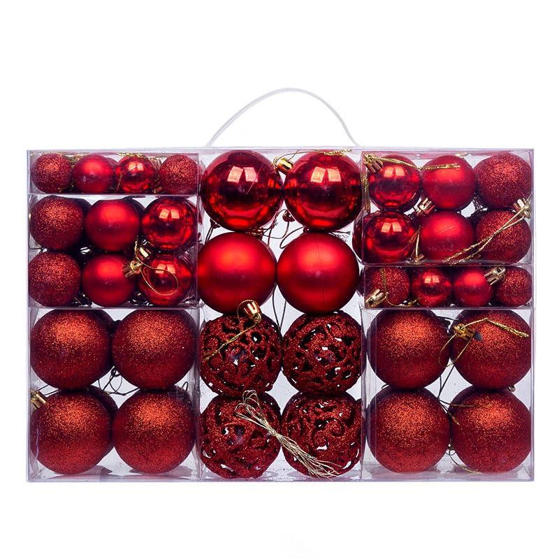 ArWgKavx Reduced Hangs 100Pc Christmas Ball Ornaments Shatterproof Balls for Christmas Tree Decoration Red