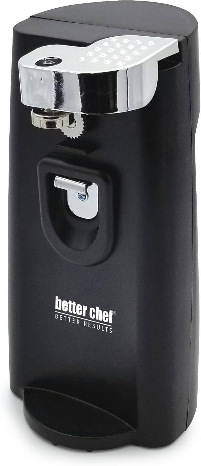 Better Chef Deluxe Electric Can Opener with Built in Knife Sharpener and Bottle Opener in Black