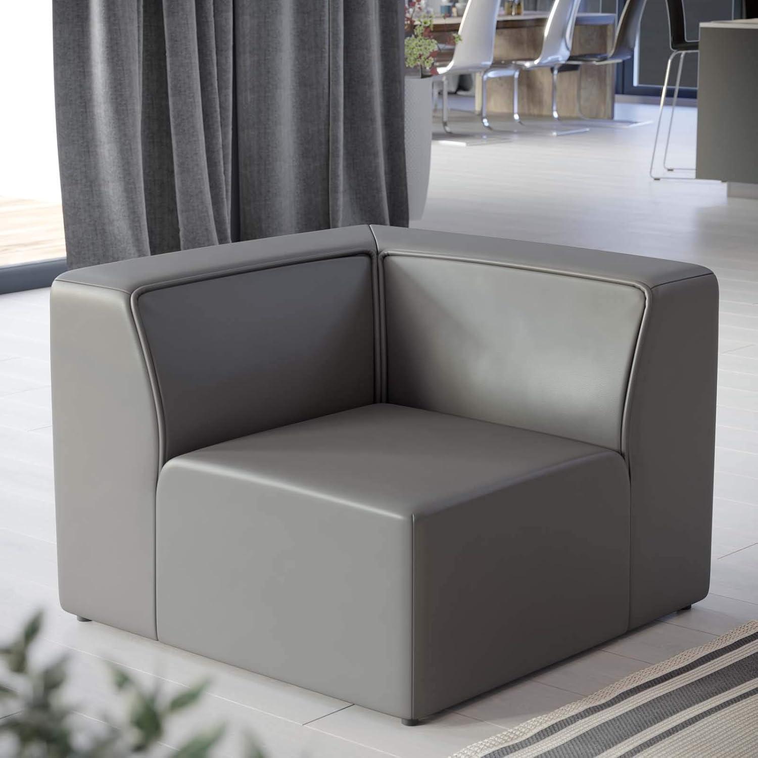 Mingle Vegan Leather Corner Chair Gray - Modway