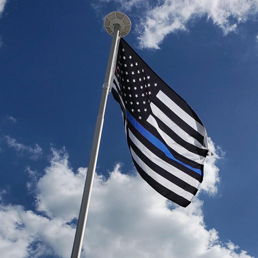 Thin Blue Line American Flags for Outside 3x5 US USA Police Flag Outdoor Vivid Color Fade Resistant Double Stitched Blue Line flag with Brass Grommets