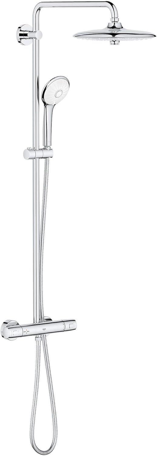 Euphoria 260 Chrome Thermostatic Shower System with Adjustable Height