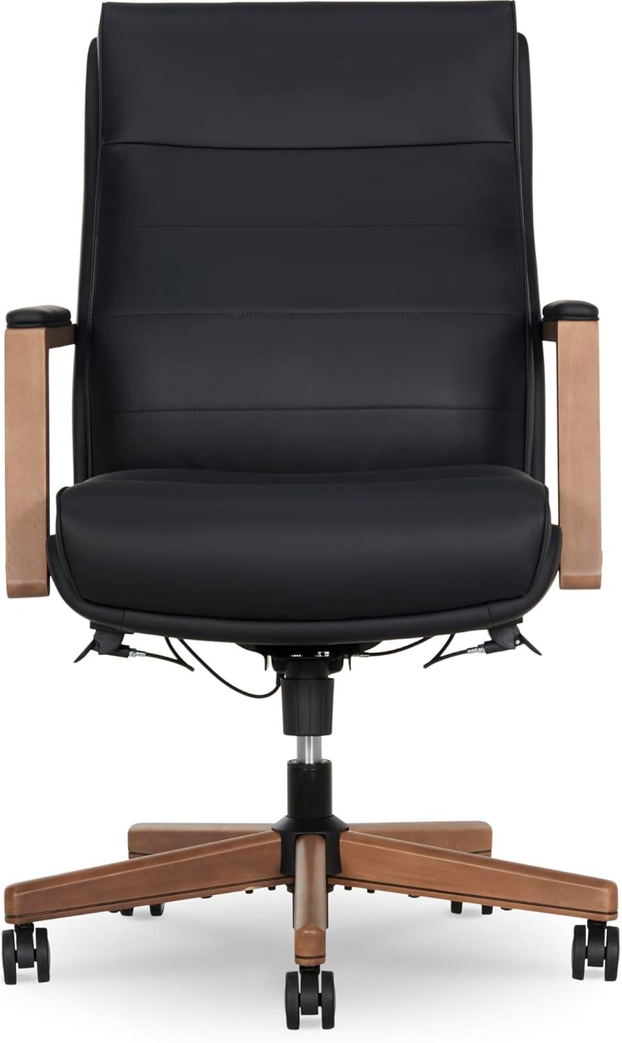 Thomasville® Fendley Ergonomic Vegan Leather Mid-Back Office Chair, Black/Brown