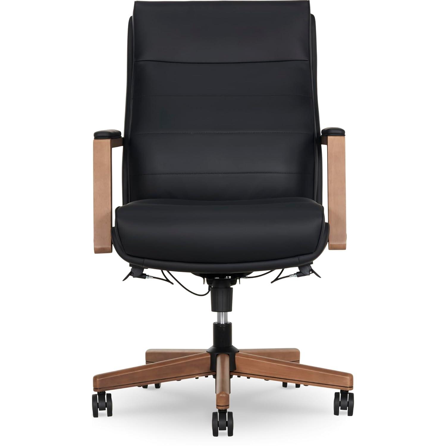 Thomasville® Fendley Ergonomic Vegan Leather Mid-Back Office Chair, Black/Brown