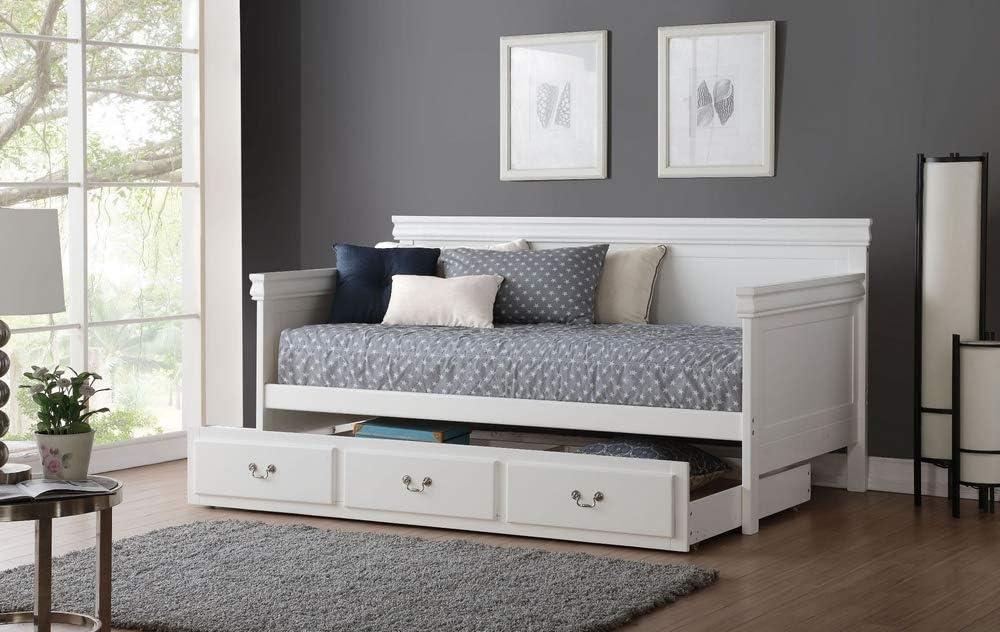 Transitional Twin Daybed with Storage Drawer and Wood Slats, White