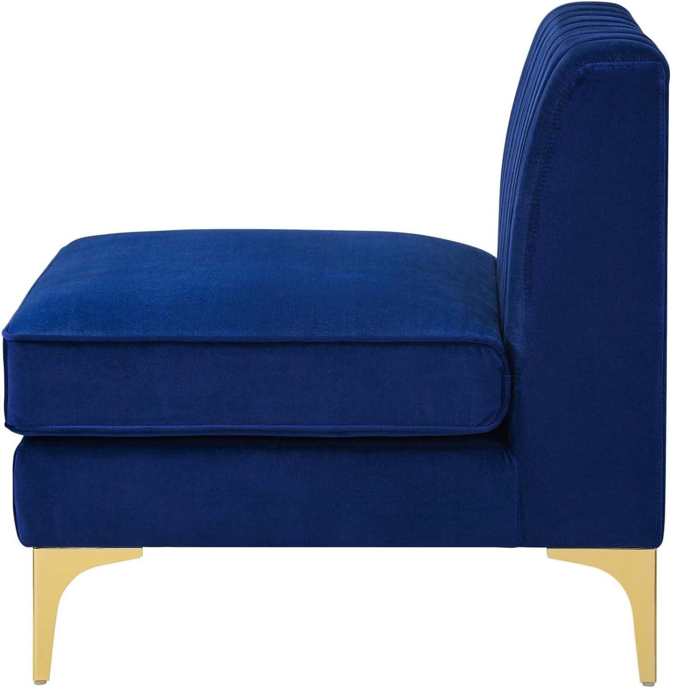 Modway Triumph Modern Channel Tufted Performance Velvet Armless Chair in Navy