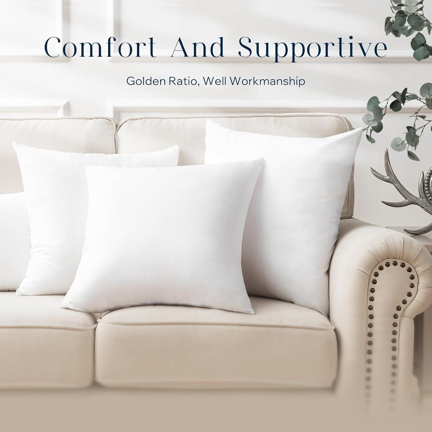 18 X 18 Pillow Inserts - Pack Of 4 Outdoor Water Resistant Throw Pillow Inserts Hypoallergenic Square Decorative Couch Sham Cushion Stuffer - 18 Inches