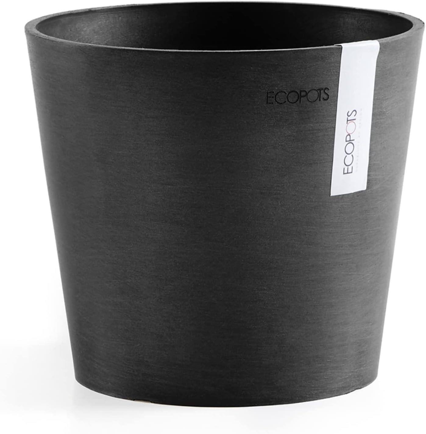 Ecopots Indoor/Outdoor Modern Round Recycled Plastic Planter Flower Pot