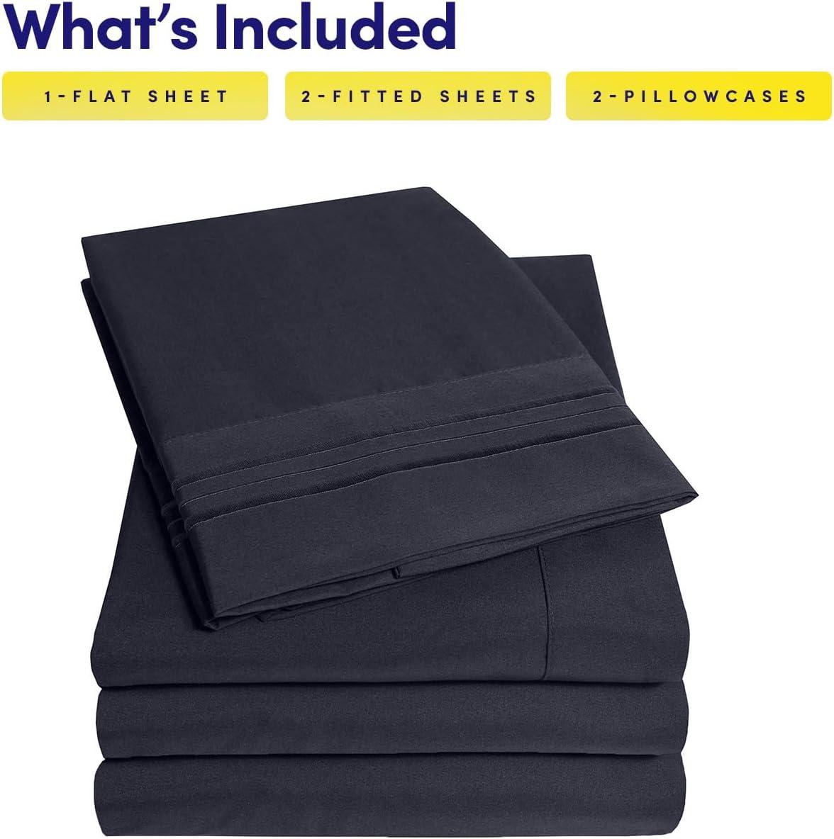 1500 Supreme Collection King Sheet Sets Navy Blue - Luxury Hotel Bed Sheets and Pillowcase Set for King Mattress - Extra Soft, Elastic Corner Straps, Deep Pocket Sheets, King Navy Blue