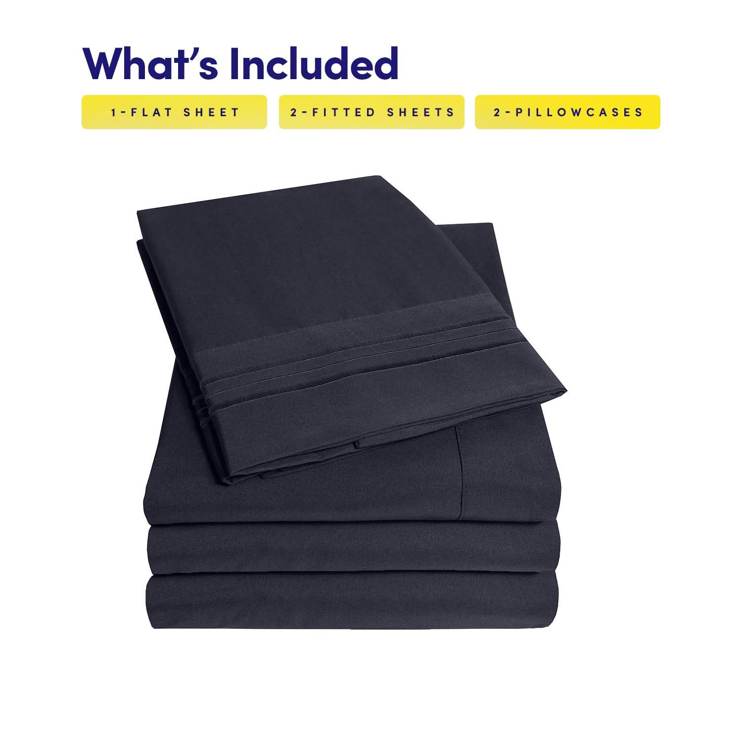 1500 Supreme Collection King Sheet Sets Navy Blue - Luxury Hotel Bed Sheets and Pillowcase Set for King Mattress - Extra Soft, Elastic Corner Straps, Deep Pocket Sheets, King Navy Blue