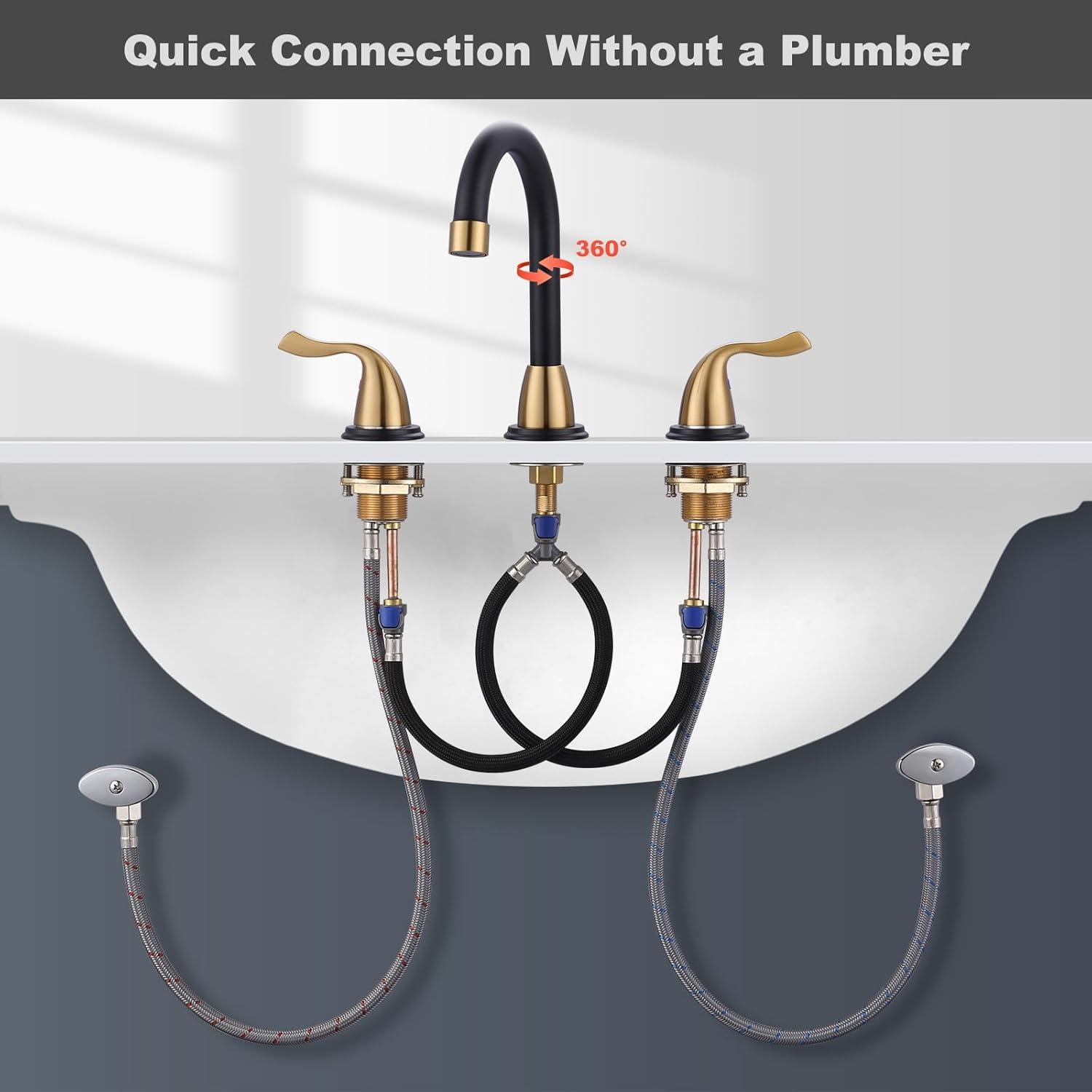 Widespread 2-handle Bathroom Faucet with Drain Assembly