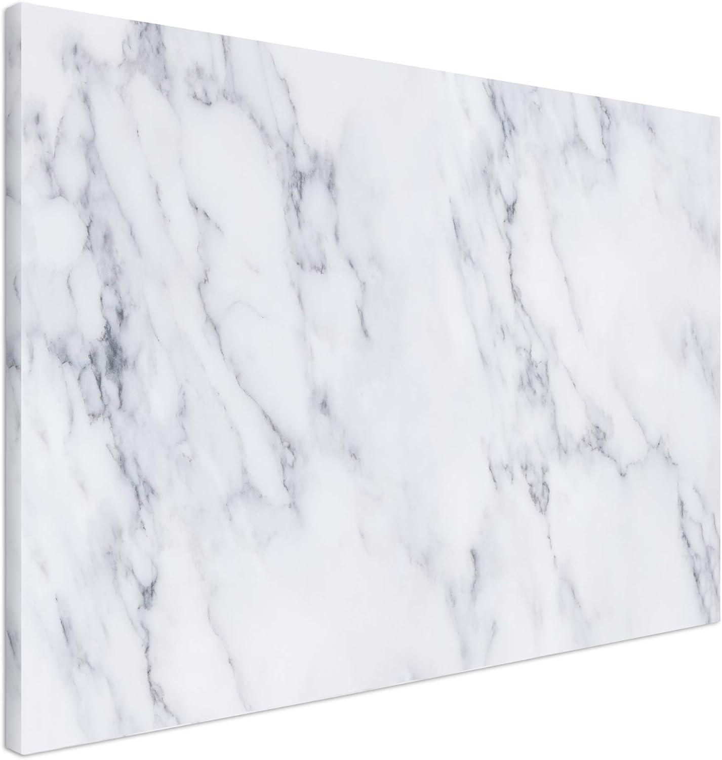 Navaris Magnetic Dry Erase Board - 24 x 36 inches Decorative White Board for Wall with Printed Design, Includes 5 Magnets and Marker - White Marble