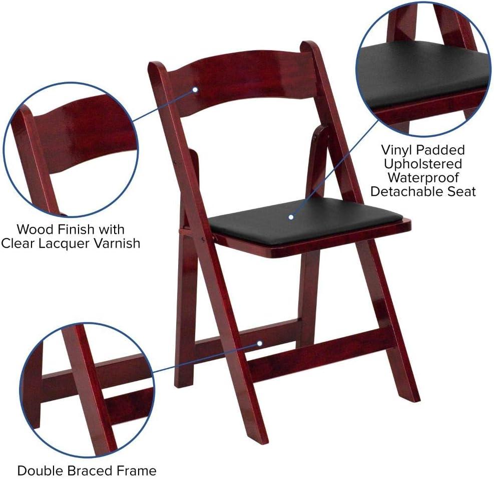 Flash Furniture 2 Pack HERCULES Series Wood Folding Chair with Vinyl Padded Seat