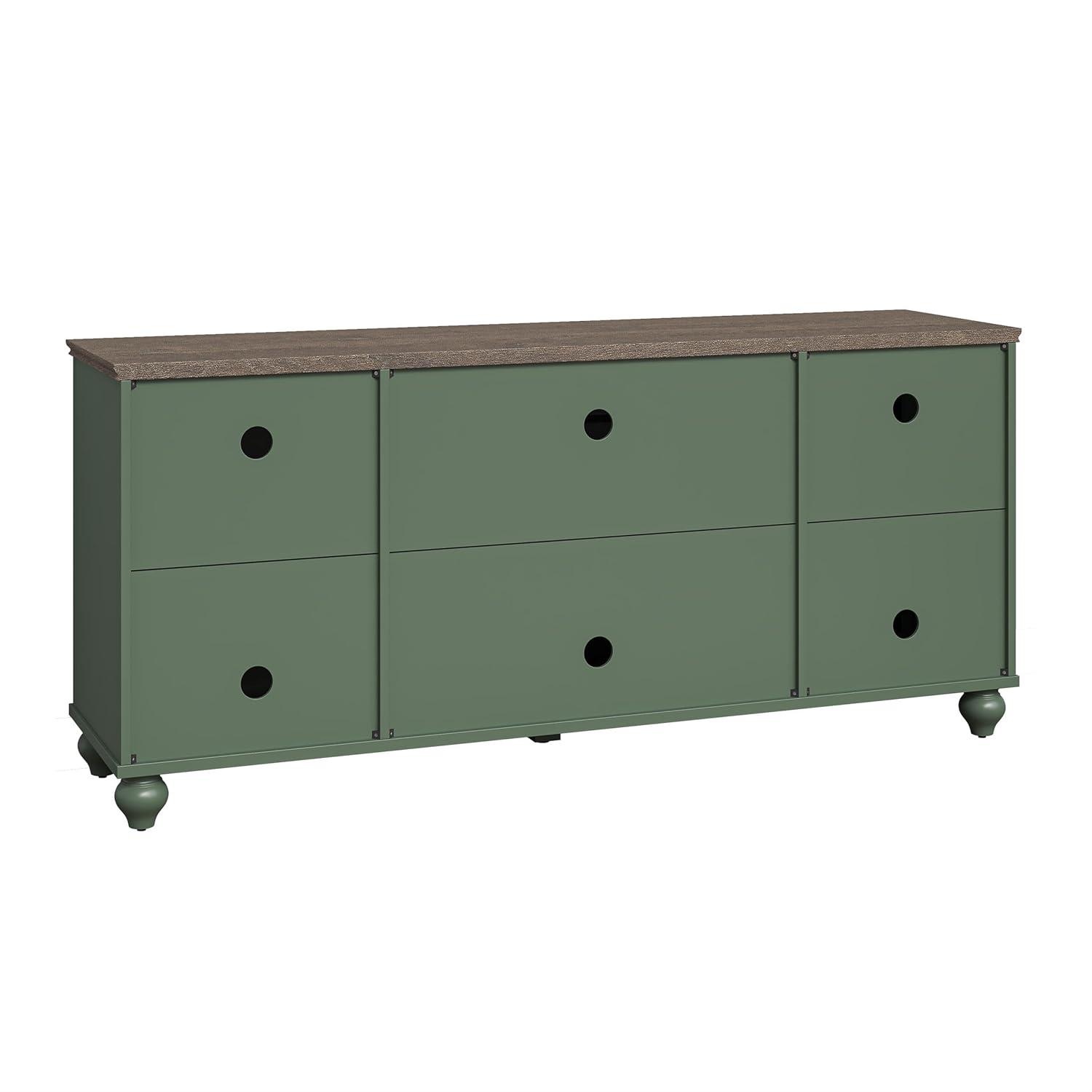 LIVILAND 60" Vintage TV Stand with Carved Doors for TVs Up to 70" - Green