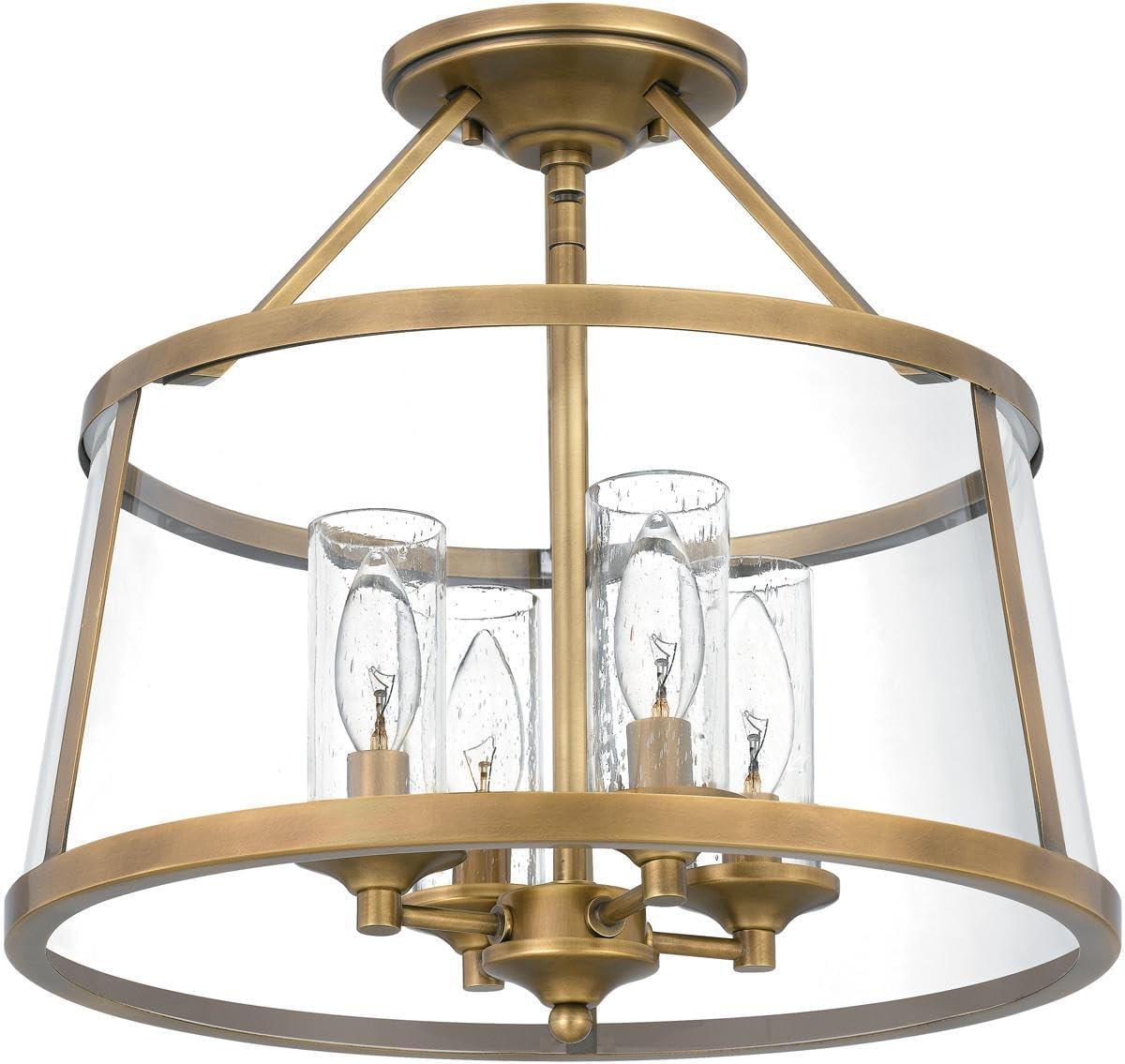 Barlow Transitional 4-Light Semi-Flush Drum Light in Polished Nickel