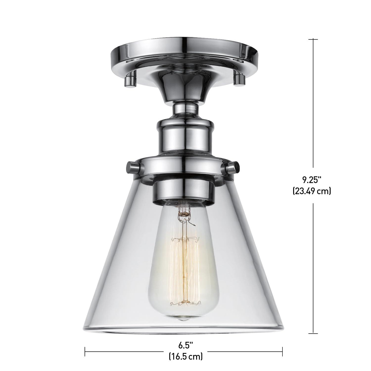 Globe Electric Mercer 1-Light Chrome Flush Mount Ceiling Light 65726
