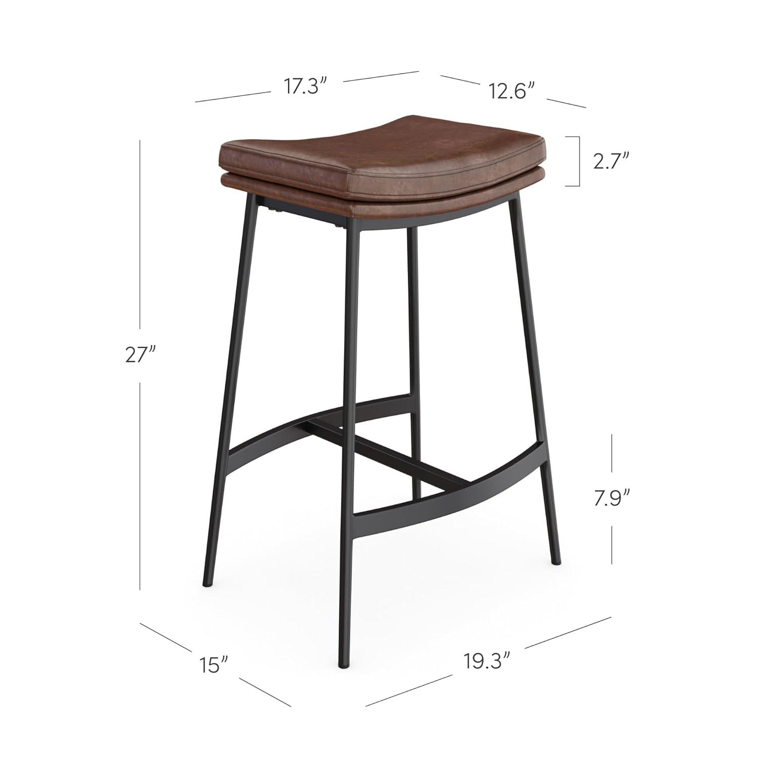 Nathan James Set of 4 Arlo Backless Counter Height Barstool Brown