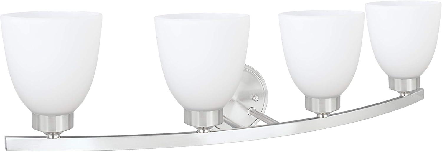 Four-Light Satin Nickel Vanity Light with Frosted Glass Shades