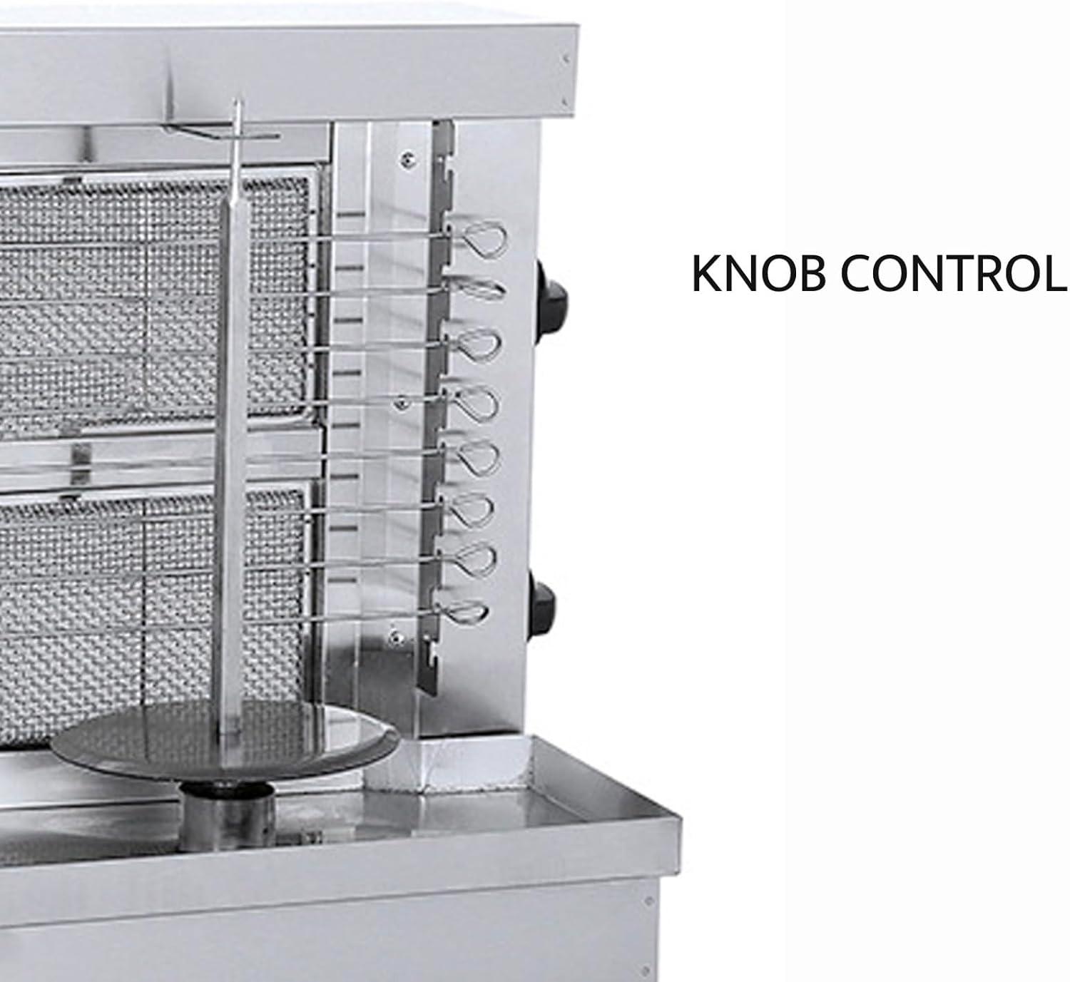 Homira Vertical Shawarma Machine - 2 Burner Rotisserie Grill, Doner Kebab and Tacos Al Pastor Machine with 10 Kebab Skewers