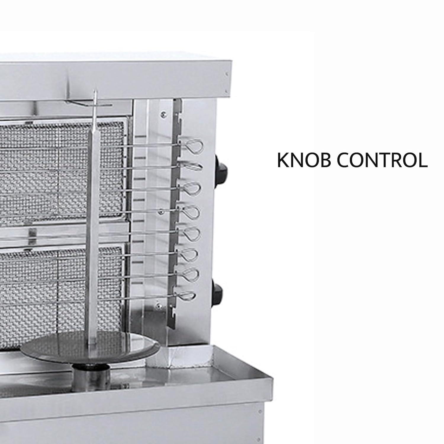 Homira Vertical Shawarma Machine - 2 Burner Rotisserie Grill, Doner Kebab and Tacos Al Pastor Machine with 10 Kebab Skewers