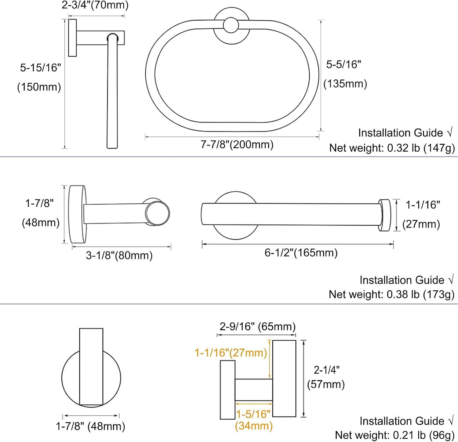 Brushed Gold 4-Piece Stainless Steel Bathroom Hardware Set