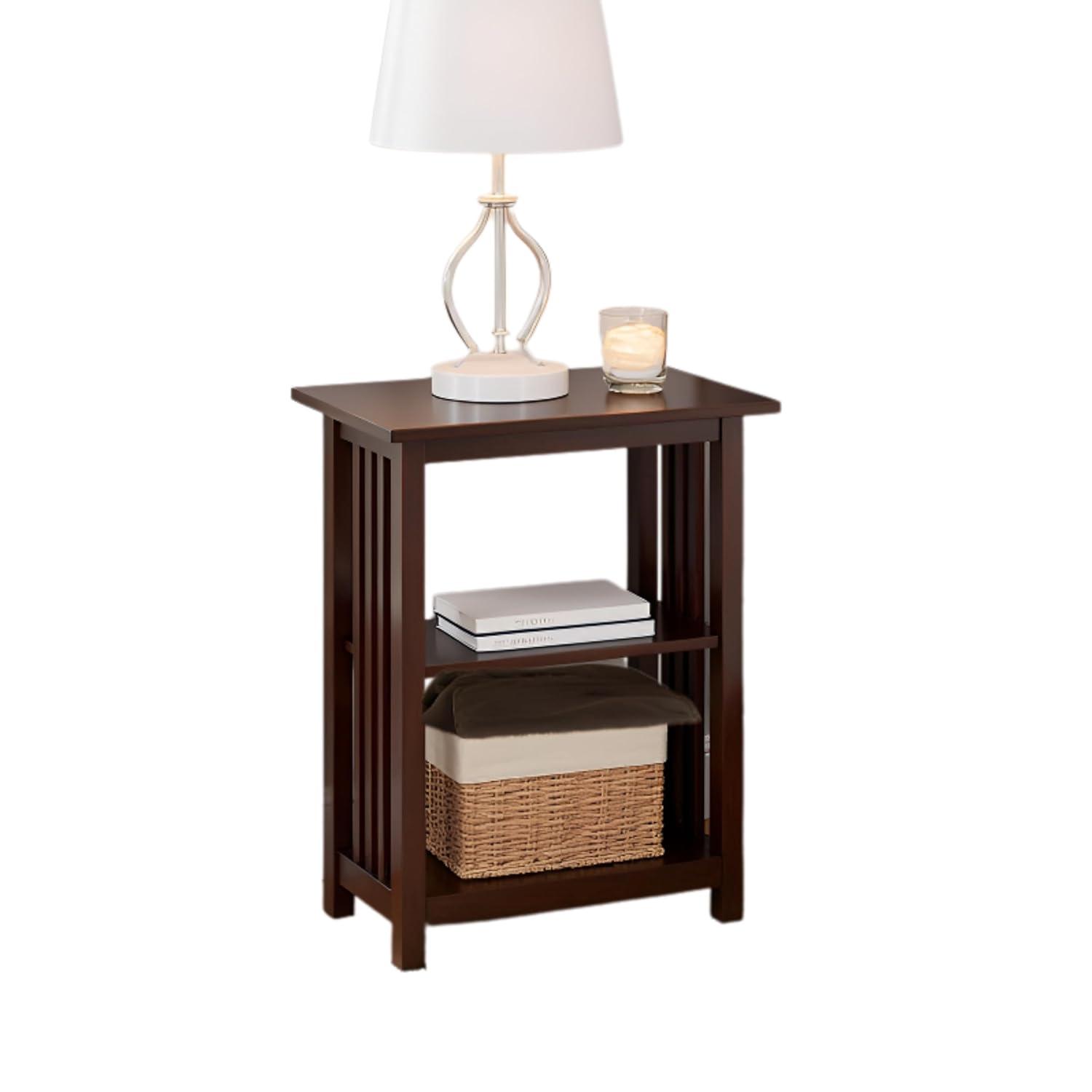 2-shelf End Table Wood Espresso - Alaterre Furniture