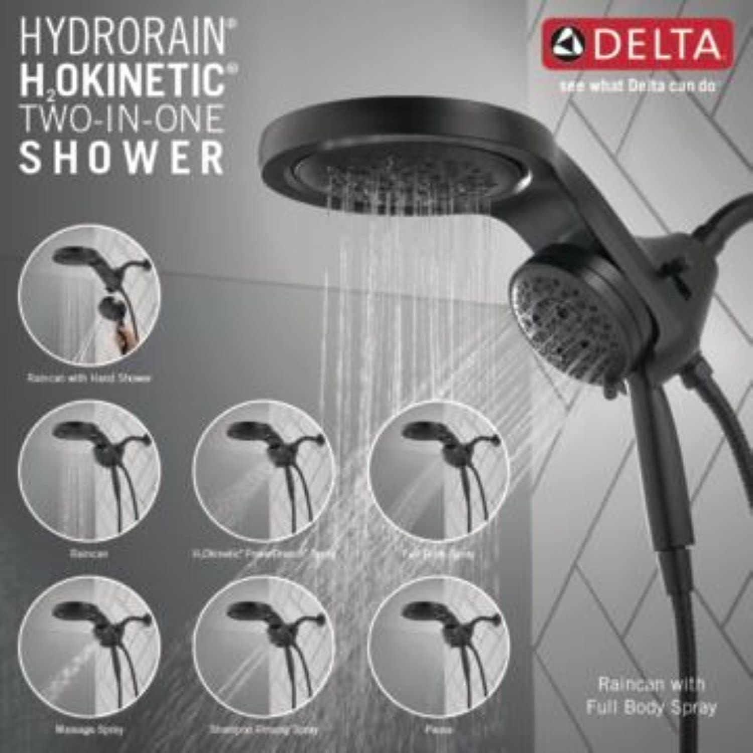 HydraChoice Hydrorain 5 Spray Dual Shower Head and Handheld Shower with H2Okinetic 2.5 GPM