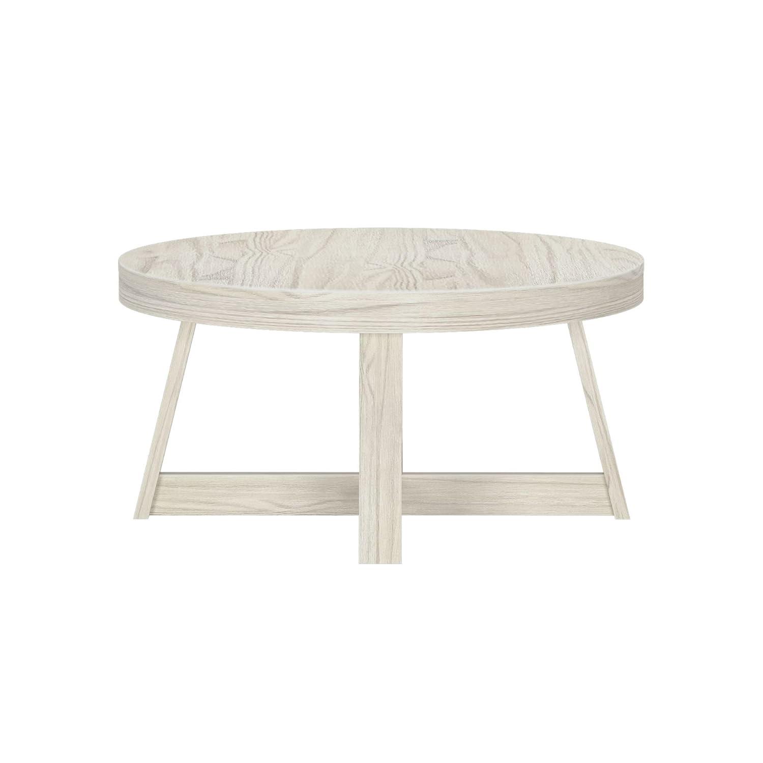 Plank+Beam Classic Solid Wood Round Coffee Table, 36" Farmhouse Table for Living Room