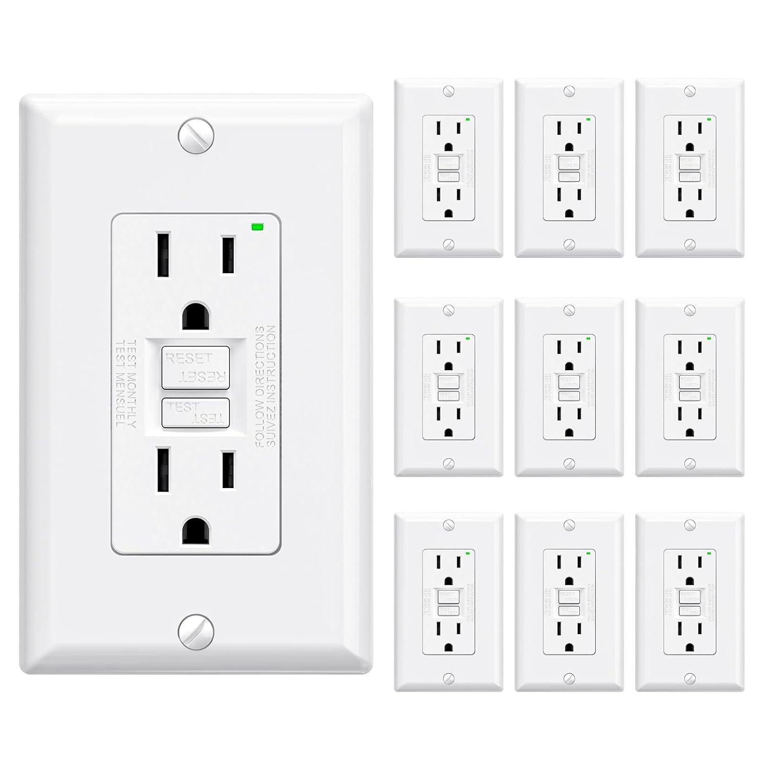 15amp Weather Resistant GFCI Outlet, Tamper Resistant GFI Receptacle with LED Indicator, Decor Wall Plate and Screws Included, ETL Certified, White 4 Pack