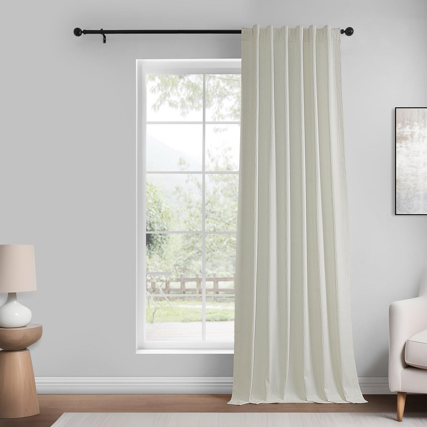 HPD Half Price Drapes Lounge Embossed Velvet Curtains 108 Inches Long Room Darkening Curtain for Bedroom and Living Room (1 Panel), 50W x 108L, Ivory