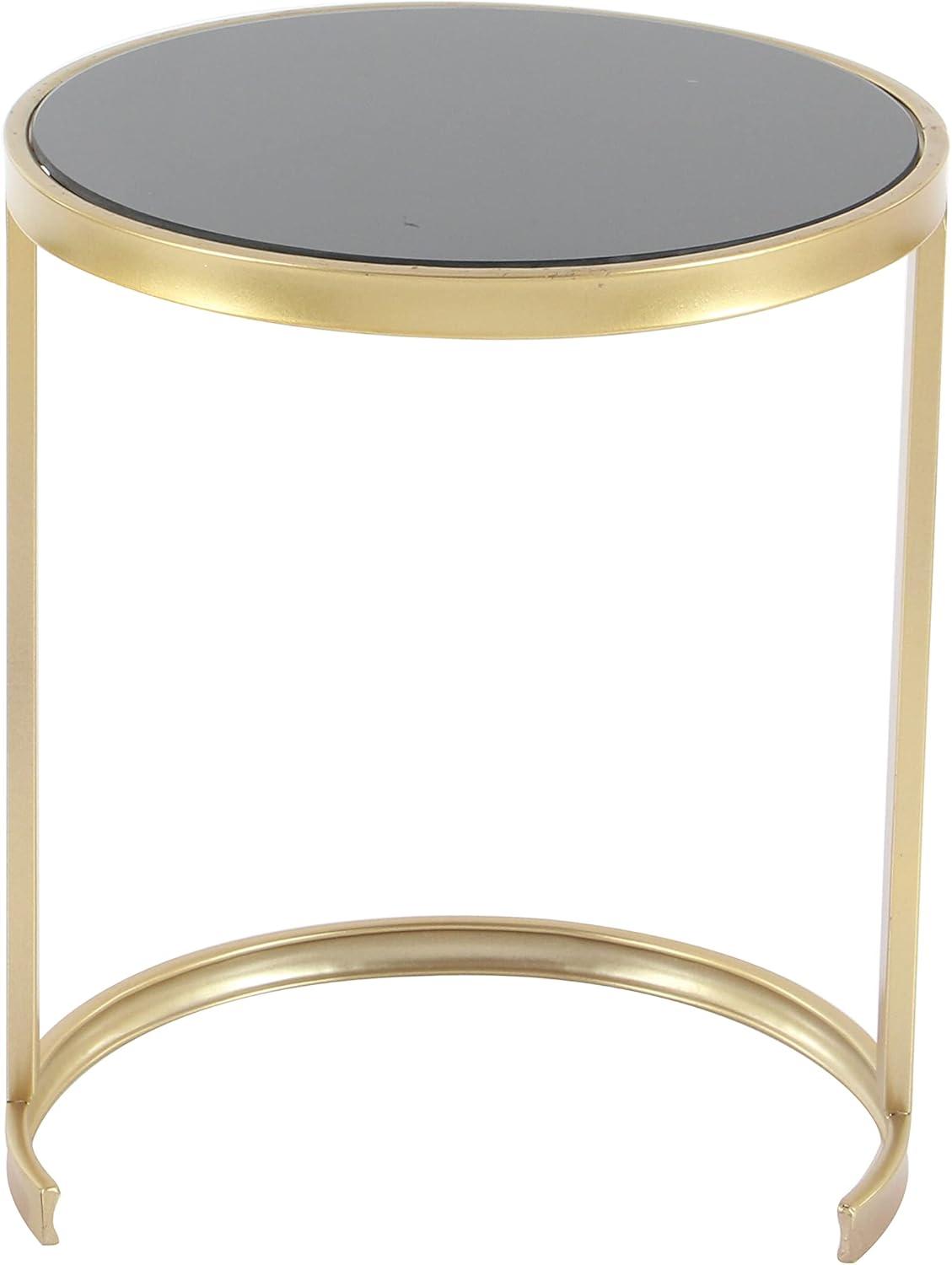 Elegant Gold Metal and Mirrored Glass Round Nesting Tables, Set of 3