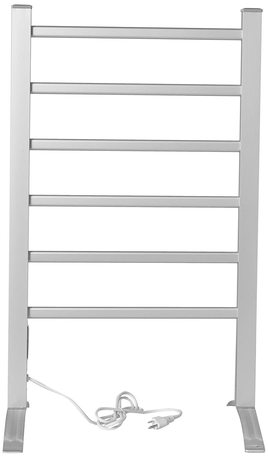 LCM Home Fashions PA002T Heat Rails Drying Rack Free Standing Electric Towel Warmer Silver