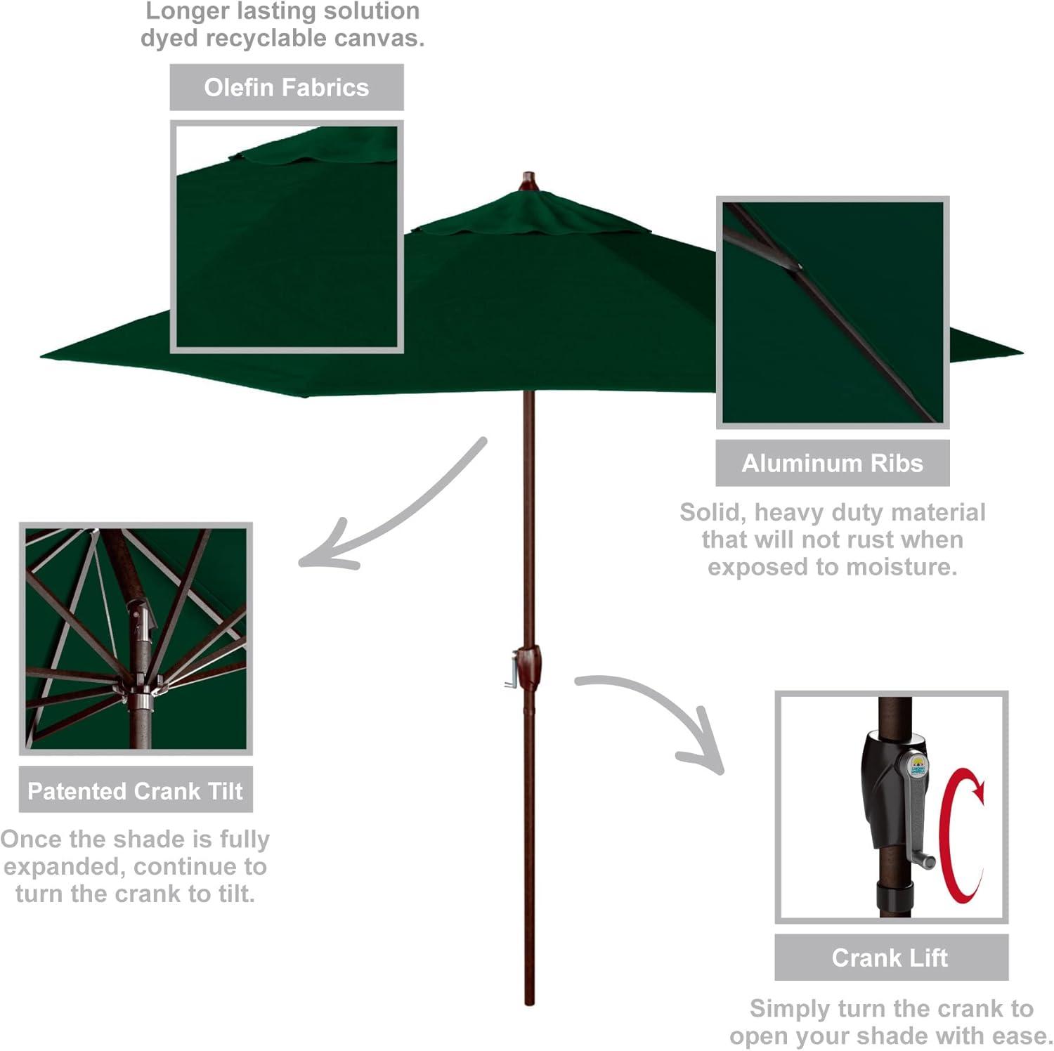 9 ft. Hunter Green Aluminum Patio Umbrella with Auto Tilt