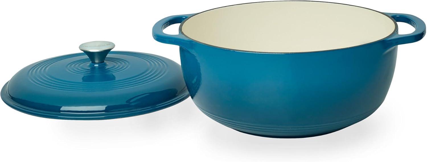 Turquoise Enameled Cast Iron 6-Quart Round Dutch Oven